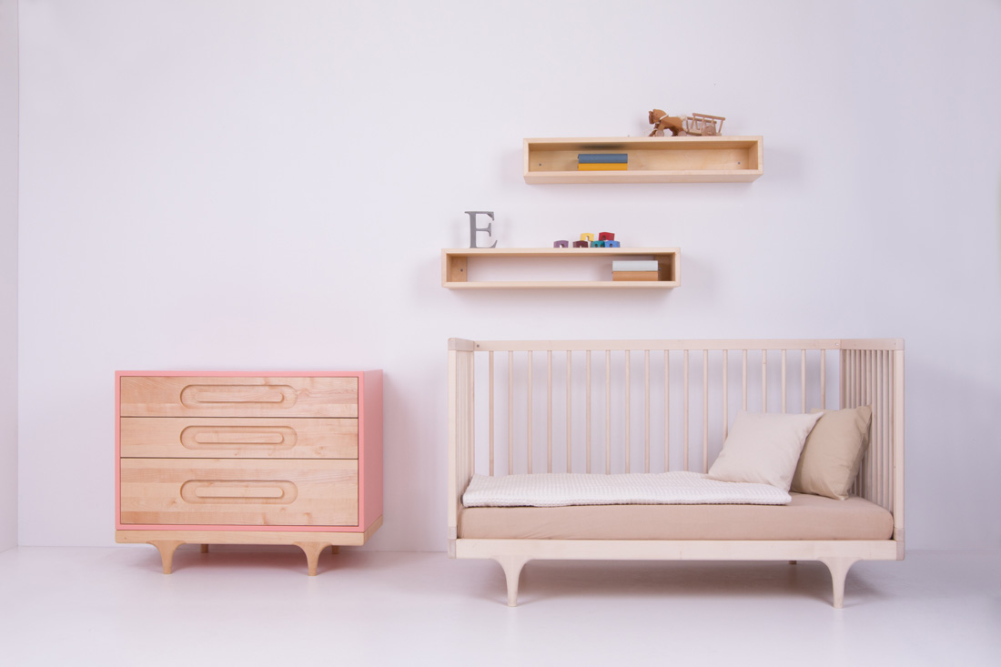 Caravan Crib Modern Solid Wood Convertible Crib Kalon Studios Us - Pink Caravan Dresser And Raw Maple Caravan Crib caravan crib modern solid wood convertible crib kalon studios us - pink caravan dresser and raw maple caravan crib